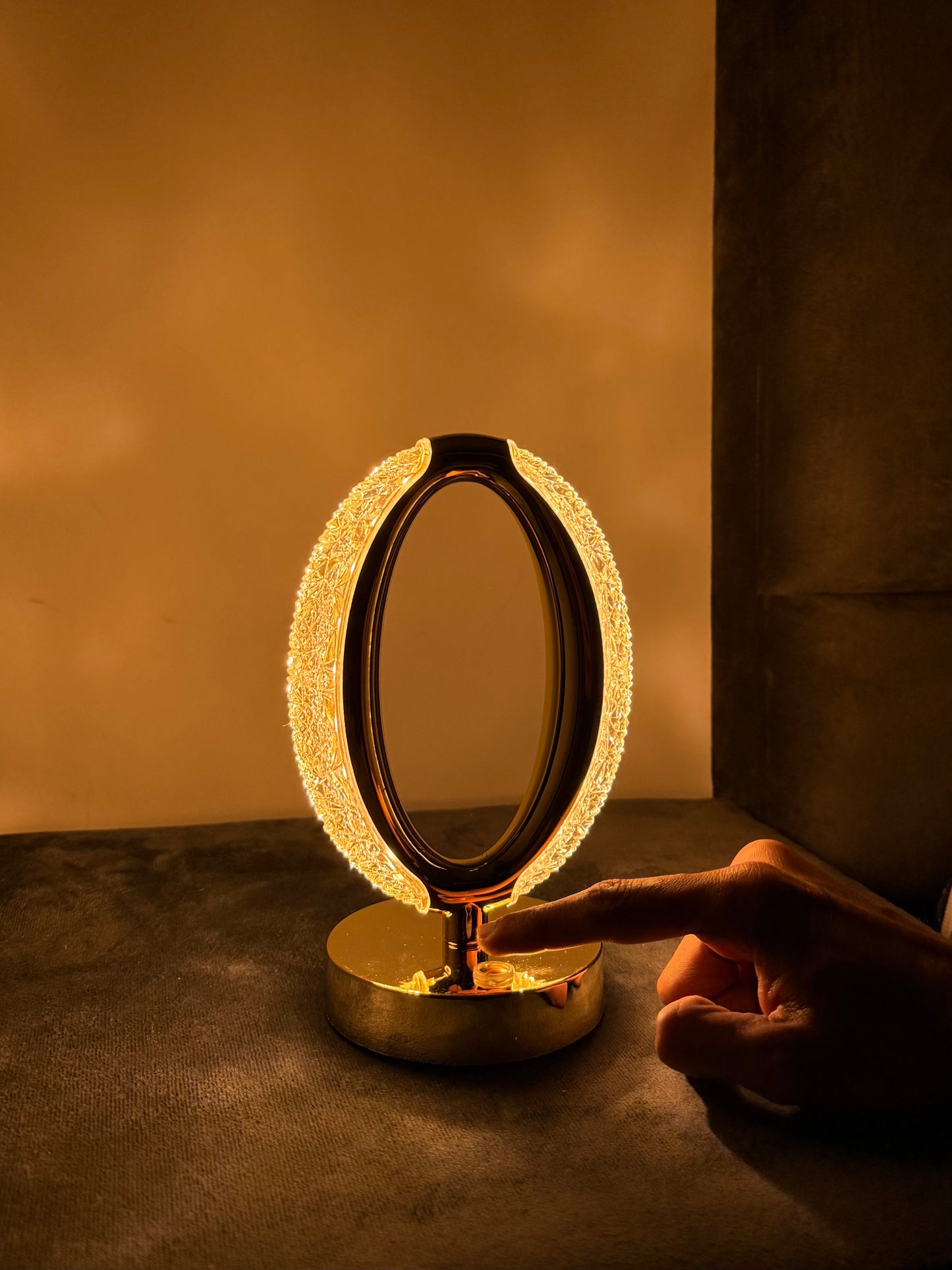 Luxury Crystal LED Lamp (oval) – Touch Control, Dual Power